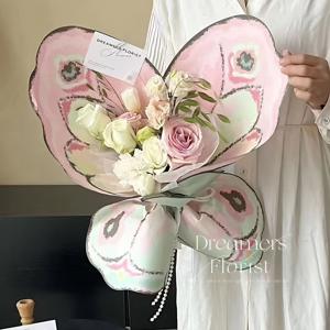 꽃 포장지 20장, 나비 날개 스타일의 꽃 포장지, 결혼 선물 포장용 플로리스트 용품
