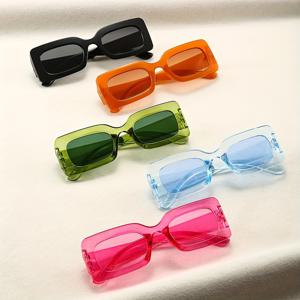 5개 Y2K 직사각형 선글라스 여성 남성 캔디 컬러 도파민 패션 장식 쉐이드 비치 파티 패션 안경 소품