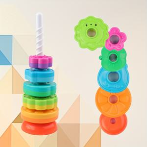 조기 교육 다채로운 터닝 타워 장난감, 여러 부품 분리형, 레인보우 링 터닝 타워 스태킹 교육 장난감