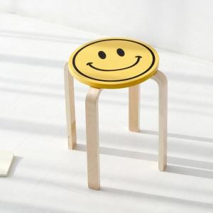 [신세계몰]마켓비 OLIVER 원형 스툴 옐로우 스마일 화장대 의자 보조 간이 체어 사이드 테이블