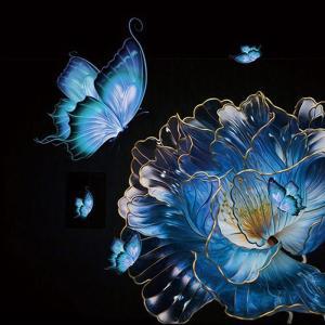 [RGKO1Q8U]나비와 꽃 3D 원형 보석십자수 30x30 보석비즈