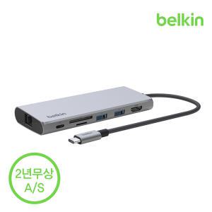 [벨킨] 7in1 USB C타입 멀티 허브 100W 기가비트 이더넷 4K 모니터 아이패드 노트북 INC009bt