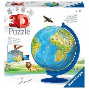 Ravensburger 세계 지구본 180피스 3D 직소 퍼즐 및 성인용 - 이지 클릭 기술로 조각들을 서로 완벽하게 맞
