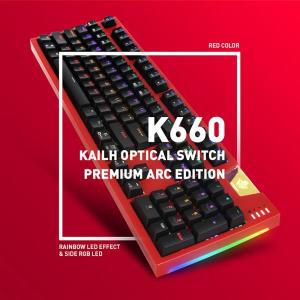키보드 키캡 스위치 ABKO K660 ARC Red click 프리미엄 카일광축 완전방수 레인보우 LED 게이밍 레드 클릭