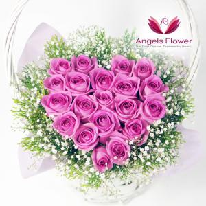 [엔젤스플라워] 솔리드핑크 하트 고급형 꽃바구니 전국 꽃배달서비스