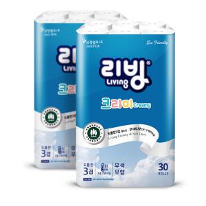 삼정펄프 리빙 크리미 화장지 3겹 25m 30롤 2팩