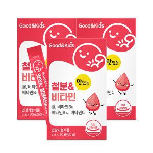[롯데백화점]내츄럴플러스 [내츄럴플러스]굿앤키즈 맛있는 철분 비타민 딸기맛 30포 3박스