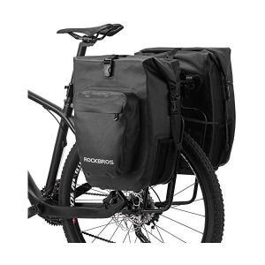 락브로스 자전거 랙 패니어 자전거용 방수 식료품 27L 대용량 후면 가방 Ebike 랙2 팩블랙