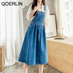 QOERLIN 2022 여름 새 프랑스어  젠틀 서스펜더 드레스  하이 웨스트 a 라인 V 넥 Sundress 블랙 이브닝 파