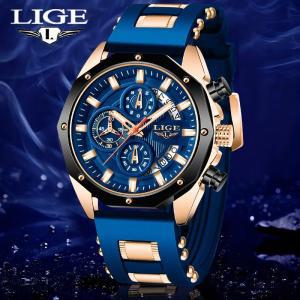 LIGE 남성 크로노그래프 캘린더 손목시계  야외 캐주얼 방수 스포츠 쿼츠 시계 선물로 이상적인 선택