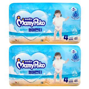 마미포코 땀먹는 썸머 팬티 여름 기저귀 팬티형 대형 4단계 여아용 96매