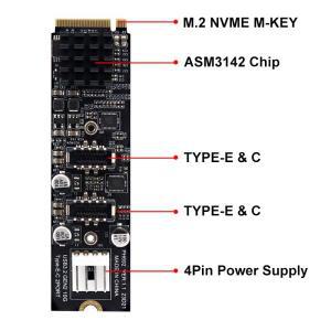 M.2 키 NVME PCIe to USB 3.1 타입 C 전면 패널 확장 카드 10Gb NGFF 듀얼 TYPEE 어댑터 허브 라이저