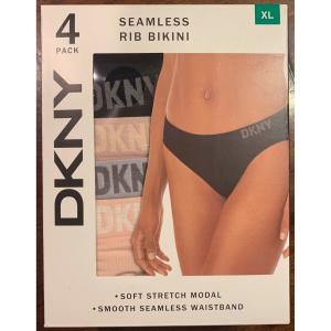 [관부가세포함] DKNY Sz XL 여성용 심리스 골지 비키니 속옷 4팩-블랙/그레이/누드/핑크