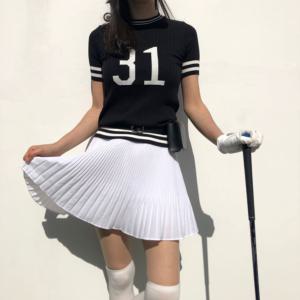 [로로얼로이]여성 골프 쉬폰 플리츠 하늘하늘 A라인 골프스커트 속바지내장 치마바지