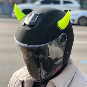 삼에스 오토바이 헬멧 장식 악세사리 악마뿔 형광 스티커