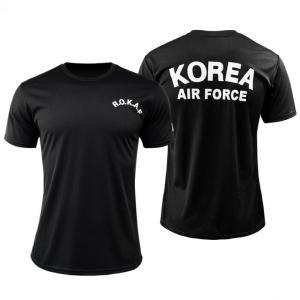 ROKAF 공군 반팔티셔츠 블랙 코리아 반팔 남녀공용 티셔츠