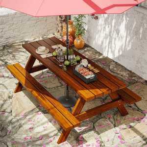 야외 테이블 방부목 바베큐 테라스 의자 파라솔 식탁