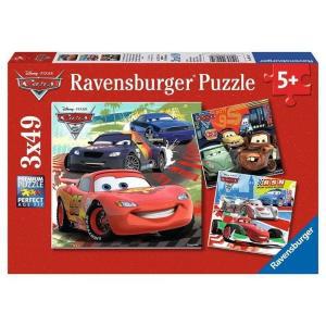 Ravensburger 디즈니 자동차: 월드와이드 레이싱 펀 용 3 x 49피스 직소 퍼즐 - 각 조각은 모양이 모두 다