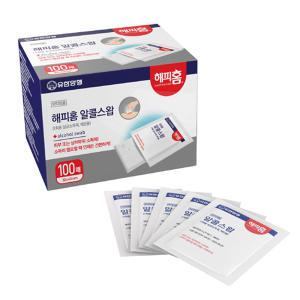 유한양행 해피홈 소독용 알콜스왑 100매 1회용 알콜솜