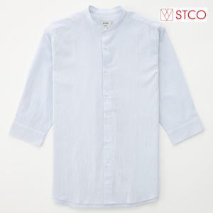 에스티코 STCO 클래식핏 헨리넥 7부 셔츠 블루 SDSUB55CSL