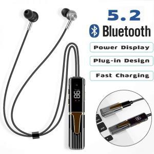 블루투스 5.2 넥밴드 무선 이어폰, 스포츠 헤드폰, 마이크 포함, 고속 충전, 플러그형 헤드셋