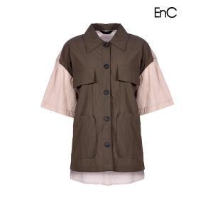 [하프클럽/이앤씨]EnC 카키 투톤 반팔 포켓 셔츠 ENBA32404B
