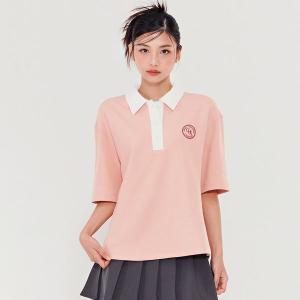 [하프클럽/체이스플러스]여성 세미 오버핏 카라 티셔츠 BEPG5752B