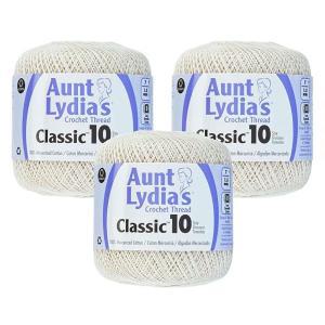 Aunt Lydia's Bulk Buy 크로셰 면 클래식 크로셰 실 사이즈 10 3팩 앤티크 화이트 1540210