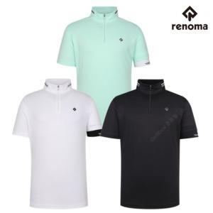 레노마골프 남성 골프 여름 넥 라인 배색 등판 타공 집업 티셔츠 M-2153