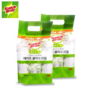 3M 베이직 테이프 클리너 대형 리필 6입 롤 테이프크리너 돌돌이 스카치브라이트