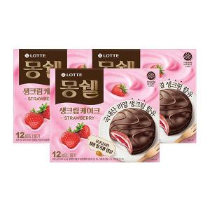 롯데웰푸드 몽쉘 딸기 생크림 케이크, 408g, 12개입, 3개