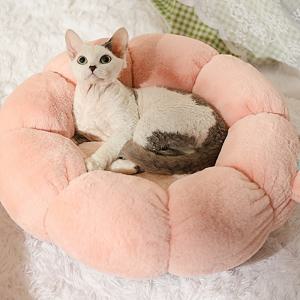 고양이 캐릭터 꽃둥지방석 애견 겸용 침대 아깽이 쿠션 쇼파 냥이 도넛 마약방석