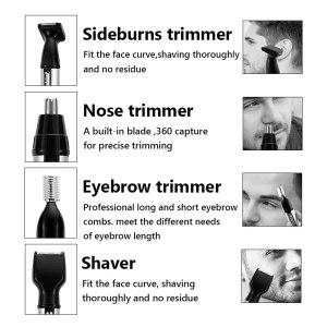 코털제거 휴대용 충전식 코 귀 헤어 트리머 세트 무선 남성 커터 수염 면도기 얼굴 눈썹 제모 장치 4 in 1