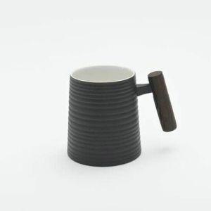 도자기머그잔 고원 계수나무 손잡이 블랙 줄무늬 북유럽 머그컵