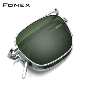 FONEX 퓨어 티타늄 선글라스, 남성 접이식 클래식 스퀘어 선글라스, 신제품 출시의 뛰어난 남성 선글라스 8