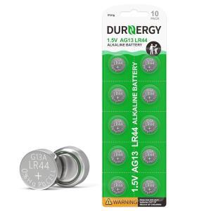 DURNERGY LR44 Batteries 10 Pack, AG13 Button Cell Battery, 1.5 Volt Battery L1154F SR44 A76 1.5V Alk