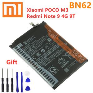 100% Xiao mi BN62 6000mAh 휴대폰 배터리 샤오미 POCO M3 레드미 노트 9 4G 9T 교체용 배터리 도구