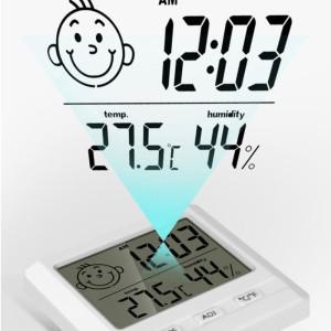 디지털 미니 온습도계 신생아 아기 실내 온도 습도 벽걸이 측정기 시계