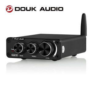 Douk Audio 미니 블루투스 5.0 100W 파워 앰프 HiFi 클래스 D 스테레오 디지털 스피커 고음 저음 제
