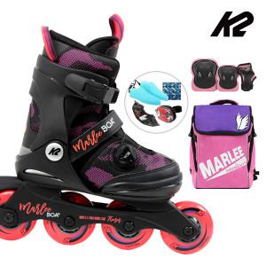 K2 인라인 스케이트 마리 보아 와인 아동인라인스케이트+가방+보호대 신발항균건조기 휠커버