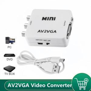 미니 비디오 컨버터 1080P RCA AV to VGA 3.5mm 사운드 AV2VGA / CVBS PC HD 컴퓨터 TV
