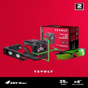 레벨기  YEVOLT YVGLL4XS2 GL 크로스 라인 그린 레이저 키트 2 마그네틱 거치대 안경 건설 기계 셀프 도구