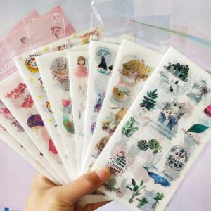 스티커 선택 식물 장세트 장식 고양이 소녀 나비 문구 크리에이티브 6 일본식 다양한 스크랩북
