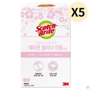 3M 테이프 클리너 핑크 대형 먼지 돌돌이 리필 4p 5개