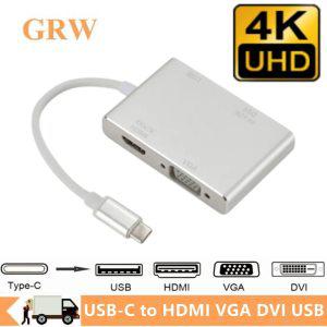 맥북, 삼성, 화웨이, 샤오미, USB-C, HDMI VGA, USB DVI 변환기, 4K 타입 C 멀티포트 어댑터, 4 in 1-410