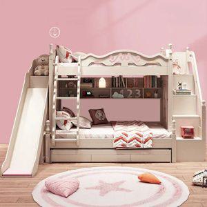 성인벙커침대 2층침대 이층침대 유럽 이층 어린이 침대 미니멀리스트 공주 절묘한 조각 흰색 마감 로프트