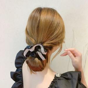 [VY] 여자 반짝 스크런치 곱창밴드 새틴 큐빅 머리끈