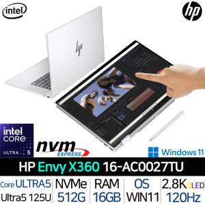 HP Envy X360 16-AC0027TU |JY| 인텔 코어 울트라5 탑재 2.8K OLED 터치패널 윈도우11 홈 사무용 업무용 노트북