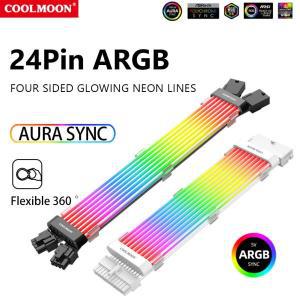 COOLMOON RGB LED 라이트 스트립 바, 빛나는 네온 코드, GPU 비디오 카드, DIY 동기화 전원 공급 장치 케이