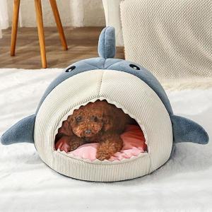 고양이화장실매트 텐트 고양이 침대 집 소형에서 대형까지 귀여운 상어 모양 미끄럼 방지 바닥 M76D